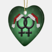 GLBT Xmas - lesbisch grün Keramik Ornament (Links)