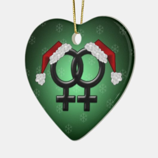 GLBT Xmas - lesbisch grün Keramik Ornament (Links)