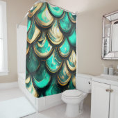 "Gleaming Aquamarin & Gold Mermaid Scales" Duschvorhang (Beispiel)