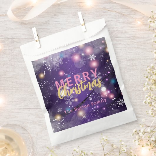 Gleaming Lila Winter Wunderland Frohe Weihnachten Geschenktütchen (Ausgeschnitten)