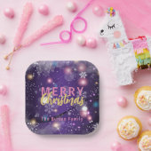 Gleaming Lila Winter Wunderland Frohe Weihnachten Pappteller (Party)