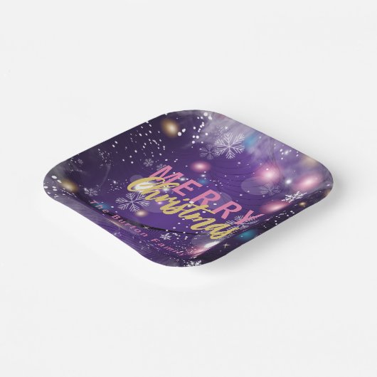 Gleaming Lila Winter Wunderland Frohe Weihnachten Pappteller (Gewinkelt)