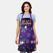 Gleaming Lila Winter Wunderland Frohe Weihnachten Schürze (Getragen)