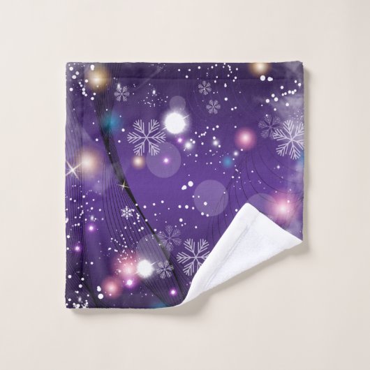 Gleaming Mistral Lila Weihnachten Winter Wunderlan Badhandtuch Set (Waschlappen)