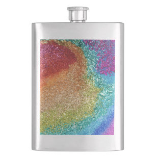 Gleaming Rainbow Glitzer Swirl Flachmann