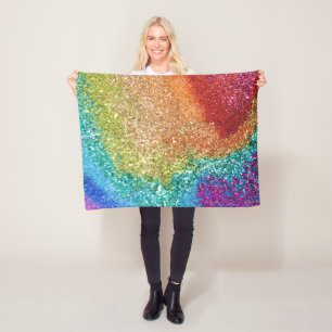 Gleaming Rainbow Glitzer Swirl Fleecedecke