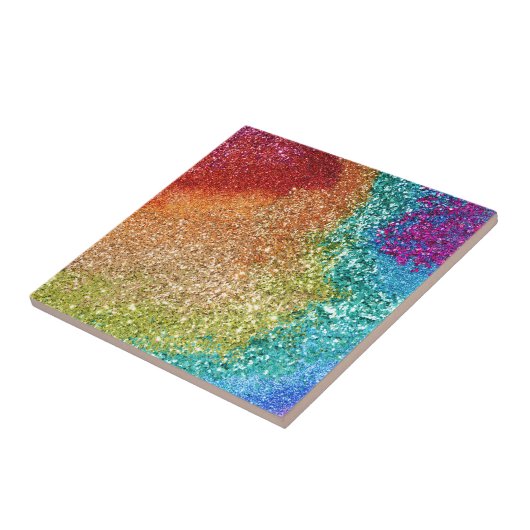 Gleaming Rainbow Glitzer Swirl Fliese (Seite)
