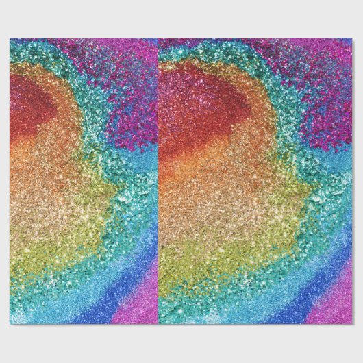 Gleaming Rainbow Glitzer Swirl Geschenkpapier (Flach)