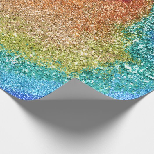 Gleaming Rainbow Glitzer Swirl Geschenkpapier (Ecke)