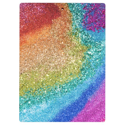 Gleaming Rainbow Glitzer Swirl Klemmbrett (Rückseite)