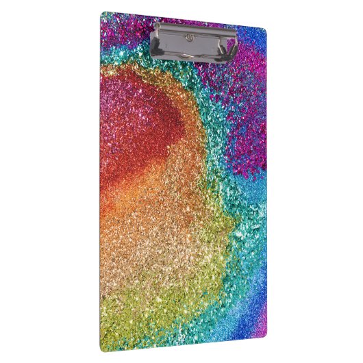 Gleaming Rainbow Glitzer Swirl Klemmbrett (Rechts)