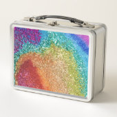 Gleaming Rainbow Glitzer Swirl Metall Brotdose (Vorderseite)