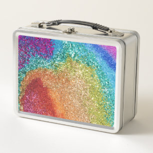 Gleaming Rainbow Glitzer Swirl Metall Brotdose