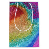 Gleaming Rainbow Glitzer Swirl Mittlere Geschenktüte (Vorderseite)