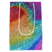 Gleaming Rainbow Glitzer Swirl Mittlere Geschenktüte (Rückseite)