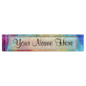Gleaming Rainbow Glitzer Swirl Namensplakette (Vorderseite)
