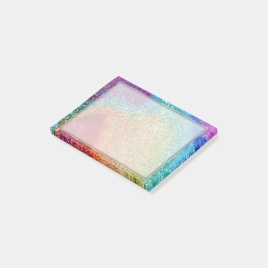 Gleaming Rainbow Glitzer Swirl Post-it Klebezettel (angewinkelt)