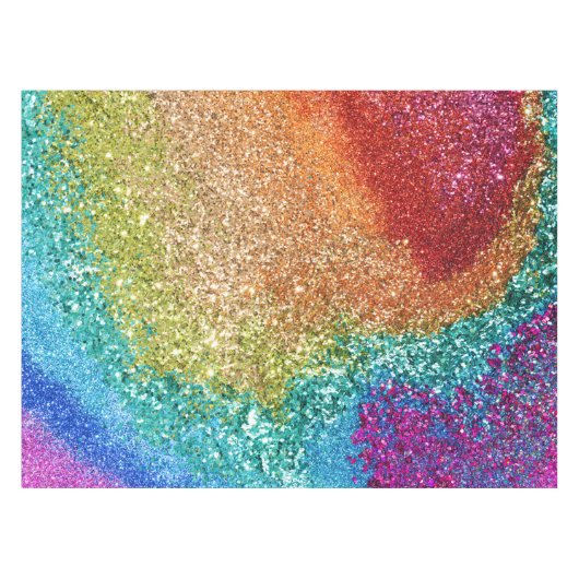 Gleaming Rainbow Glitzer Swirl Tischdecke (Vorderseite (Horizontal))