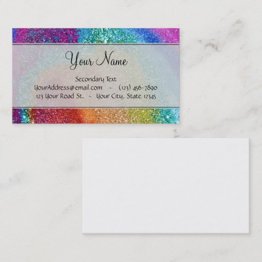 Gleaming Rainbow Glitzer Swirl Visitenkarte (Vorne/Hinten)