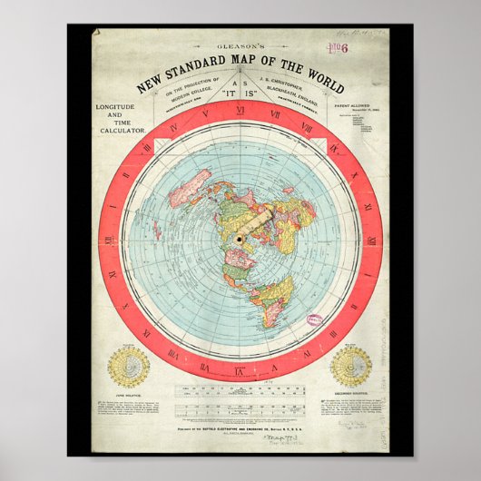 Gleason's New Standard Map Of The World - Flat Ear Poster (Vorne)