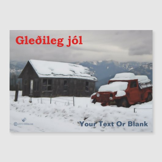 Gleðileg Jól - Alter roter Lkw Magnetkarte (Vorderseite)