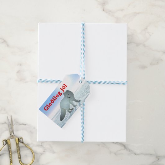 Gleðileg Jól - Arctic Fox Geschenkanhänger (Mit Garn)