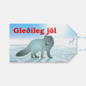 Gleðileg Jól - Arctic Fox Geschenkanhänger (Vorderseite (Horizontal))