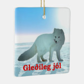 Gleðileg Jól - Arctic Fox Keramikornament (Rechts)