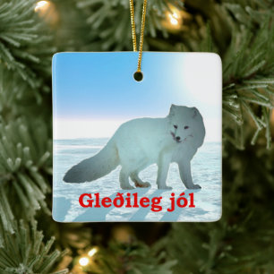 Gleðileg Jól - Arctic Fox Keramikornament