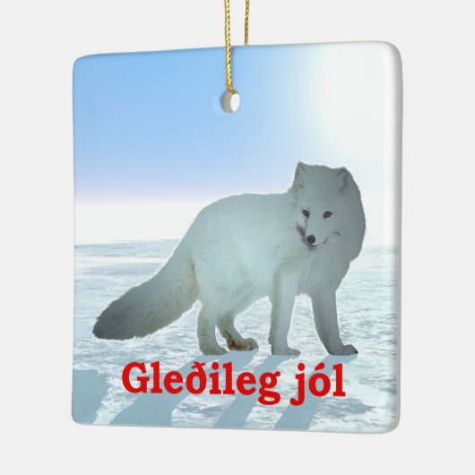 Gleðileg Jól - Arctic Fox Keramikornament (Links)