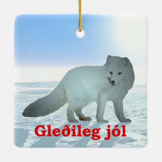 Gleðileg Jól - Arctic Fox Keramikornament (Rückseite)