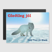 Gleðileg Jól - Arctic Fox Magnetkarte (Vorne/Hinten)