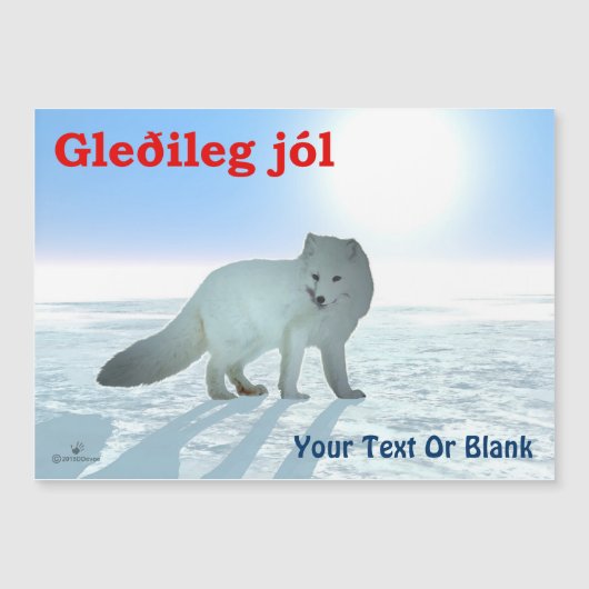 Gleðileg Jól - Arctic Fox Magnetkarte (Vorderseite)
