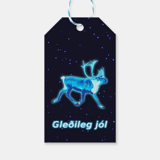 Gleðileg Jól - Blaue Karibik (Reindeer) Geschenkanhänger (Vorderseite)