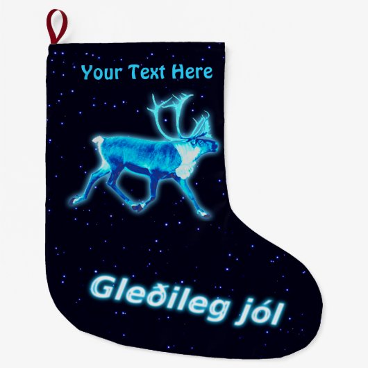 Gleðileg Jól - Blaue Karibik (Reindeer) Großer Weihnachtsstrumpf (Vorderseite)