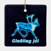 Gleðileg Jól - Blaue Karibik (Reindeer) Keramikornament (Rückseite)