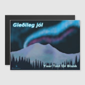 Gleðileg Jól - Blue Aurora Magnetkarte (Vorne/Hinten)