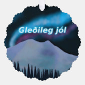 Gleðileg Jól - Blue Aurora Ornament Karte (Vorderseite)