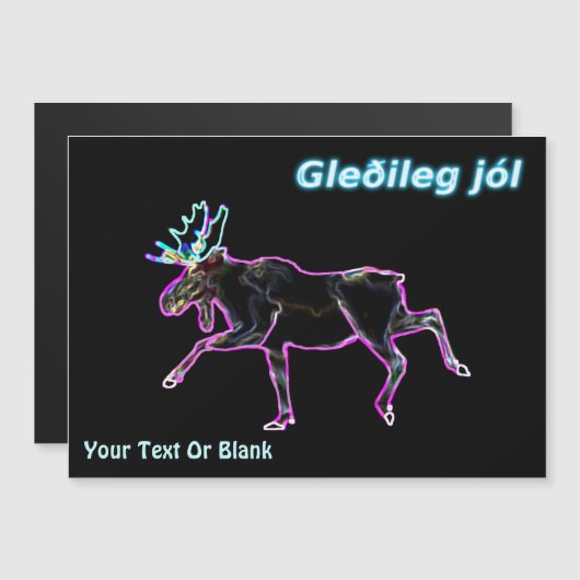 Gleðileg Jól - Electric Moose Magnetkarte (Vorne/Hinten)