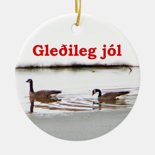 Gleðileg jól - Honkers - Gänse aus Kanada Keramikornament (Vorne)