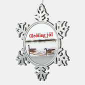 Gleðileg jól - Honkers - Gänse aus Kanada Schneeflocken Zinn-Ornament (Rechts)