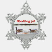 Gleðileg jól - Honkers - Gänse aus Kanada Schneeflocken Zinn-Ornament (Vorderseite)