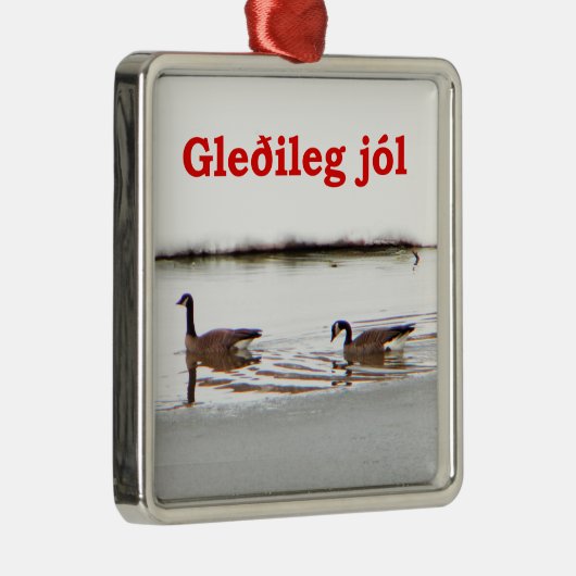 Gleðileg jól - Honkers - Gänse aus Kanada Silbernes Ornament (Rechts)