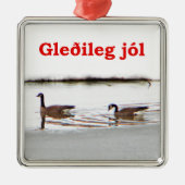 Gleðileg jól - Honkers - Gänse aus Kanada Silbernes Ornament (Vorne)