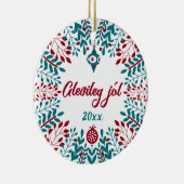 Gleðileg jól, Icelandic Christmas Greeting Keramik Ornament (Rechts)