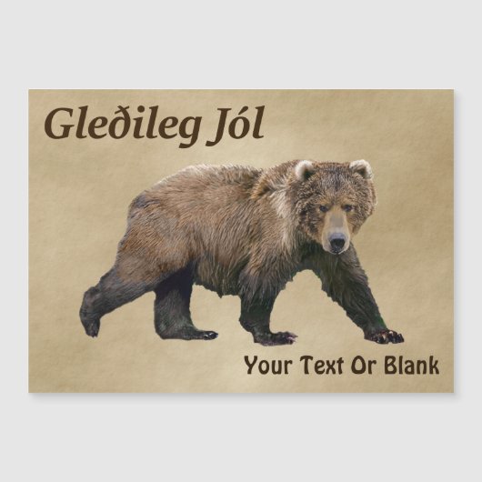 Gleðileg Jól - Kodiak Bear Magnetkarte (Vorderseite)