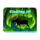Gleðileg jól - Northern Lights Elche Magnet (Horizontal)