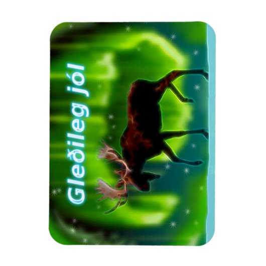 Gleðileg jól - Northern Lights Elche Magnet (Vertikal)
