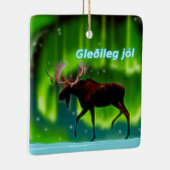 Gleðileg jól - Northern Lights Moose Keramikornament (Rechts)