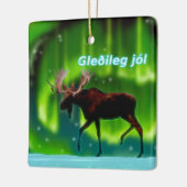 Gleðileg jól - Northern Lights Moose Keramikornament (Links)